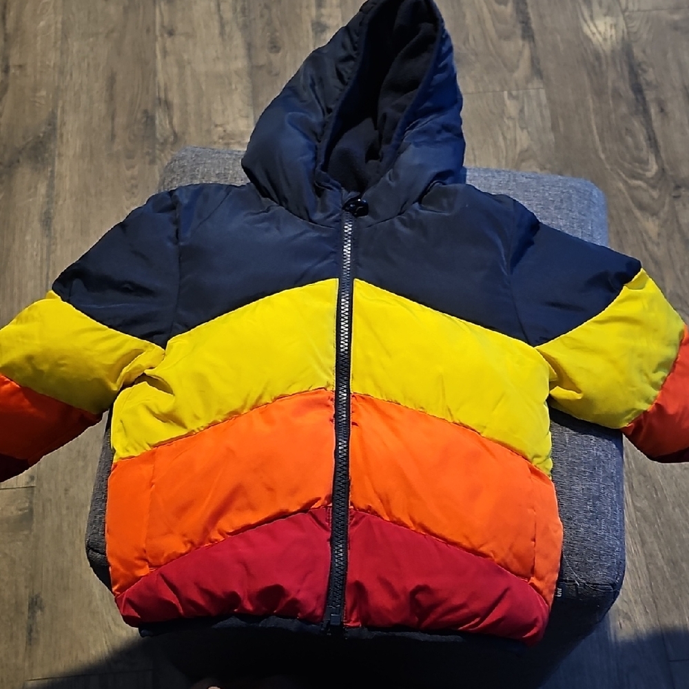 Baby GAP Hooded Puffer Jacket Coldcontrol 3 Years Stripe  Boy Girl Toddler Coat